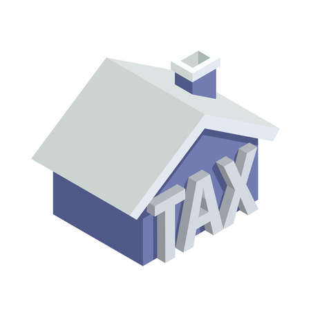 Tax House Isometric Compositionのイラスト素材