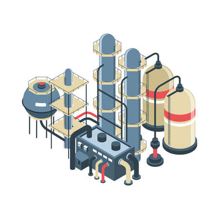 Oil Plant Facilities Compositionのイラスト素材