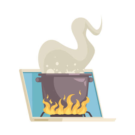 Cooking Pot Laptop Compositionのイラスト素材