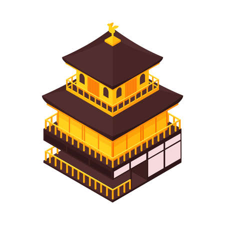 Japanese House Isometric Compositionのイラスト素材