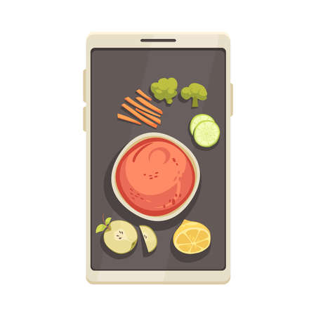 Soup In Smartphone Compositionのイラスト素材