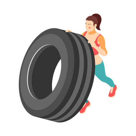 Tyre Pushing Workout Compositionのイラスト素材