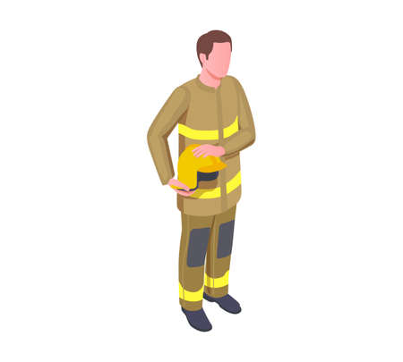Fire Fighter Isometric Compositionのイラスト素材