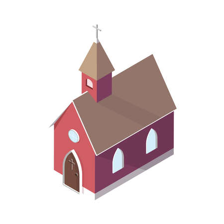 Isometric Countryside Church Compositionのイラスト素材