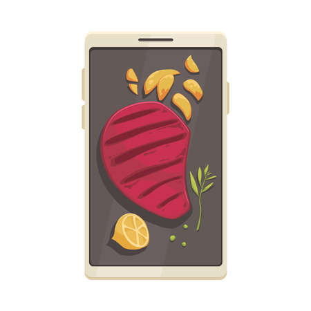 Smartphone Meat Steak Compositionのイラスト素材