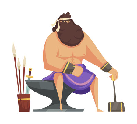 Ancient God Hephaestus Compositionのイラスト素材