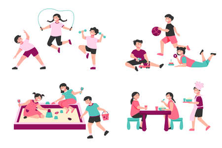 Kindergarten Activities Compositions Setのイラスト素材