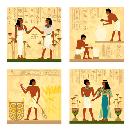 Ancient Egypt Square Compositionsのイラスト素材