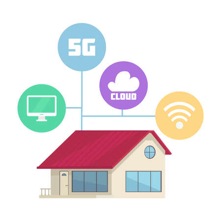 Smart 5G House Compositionのイラスト素材
