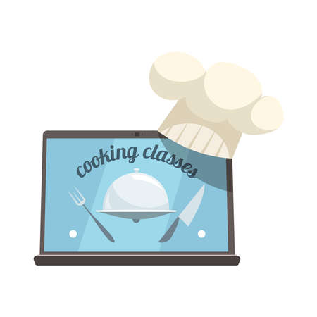 Cooking Classes Laptop Compositionのイラスト素材