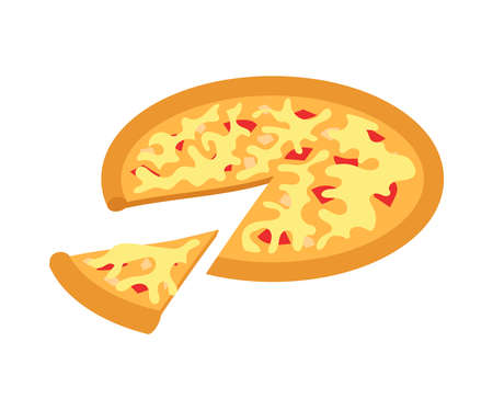 Pizza With Slice Compositionのイラスト素材