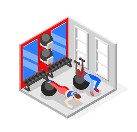 Isometric Ball Weightlifting Compositionのイラスト素材