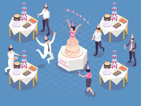 Cake Events Isometric Compositionのイラスト素材