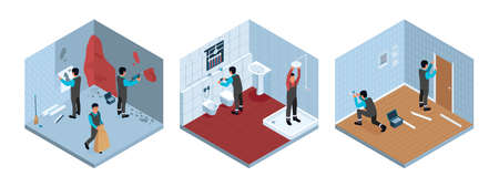 Home Repair Isometric Compositionsのイラスト素材