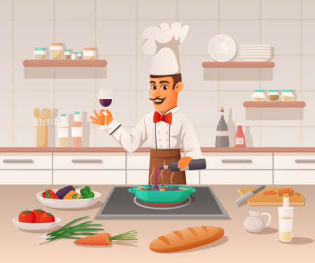 Chef Cartoon Compositionのイラスト素材