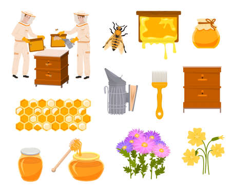 Beekeeping Flat Icons Collectionのイラスト素材
