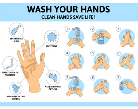 Washing Hands Viruses Infographicsのイラスト素材