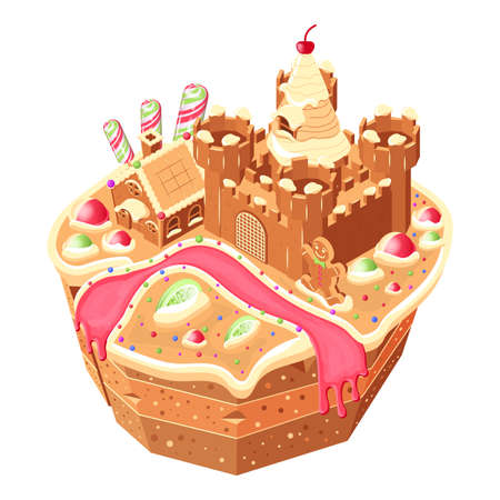 Isometric Candy Cupcake Compositionのイラスト素材