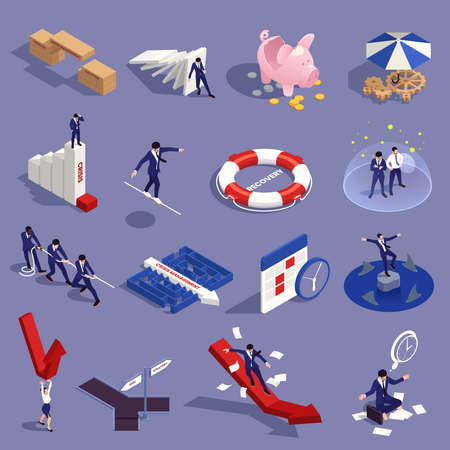 Crisis Management Isometric Setのイラスト素材