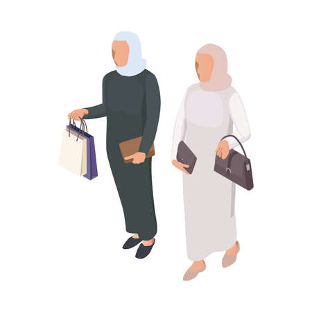 Isometric Arab Womenのイラスト素材