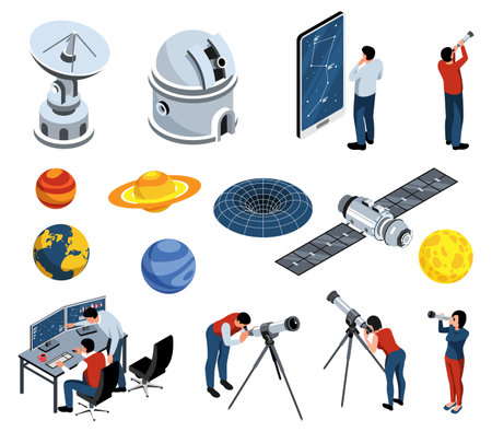 Astronomy Isometric Setのイラスト素材