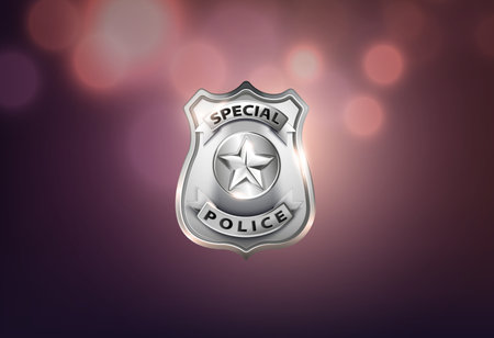 Police Badge Realistic Compositionのイラスト素材