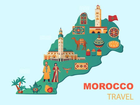 Morocco Map Illustrationのイラスト素材