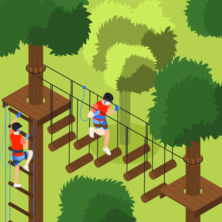 Rope Park Isometric Illustrationのイラスト素材