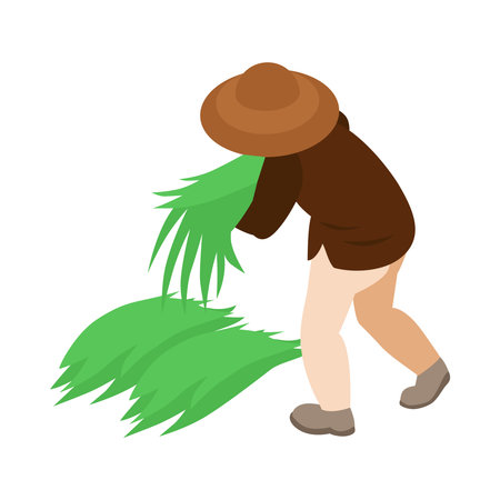 Philippine Gardener Isometric Compositionのイラスト素材