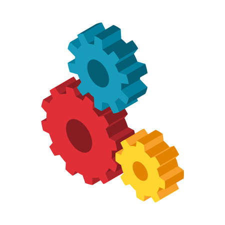 Colorful Gears Isometric Compositionのイラスト素材