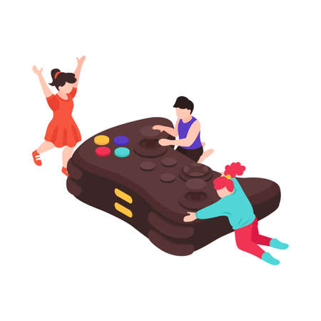 Game pad Addiction Isometric Composition
