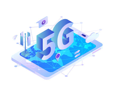 5G Worldwide Connection Compositionのイラスト素材