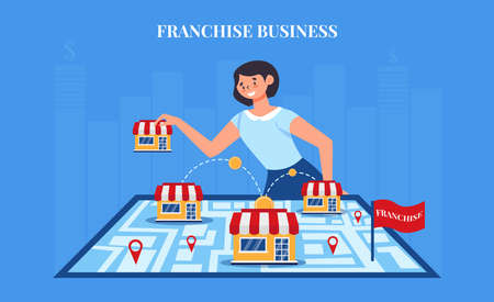 Franchise Stores Chain Compositionのイラスト素材