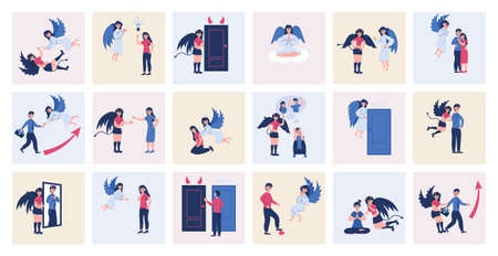 Angels Devils Square Compositionsのイラスト素材