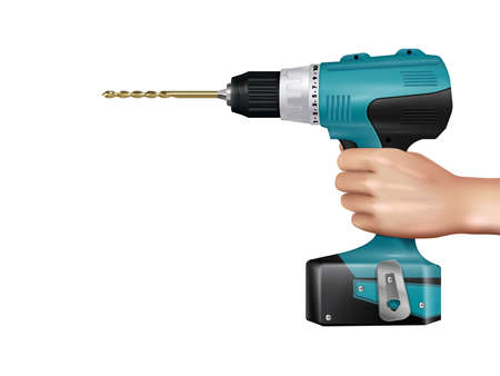Drilling Machine In Hand Realistic Designのイラスト素材