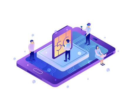 5G Card Connectivity Compositionのイラスト素材