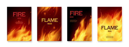 Fire Posters Setのイラスト素材
