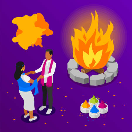 Holi Isometric Violet Backgroundのイラスト素材