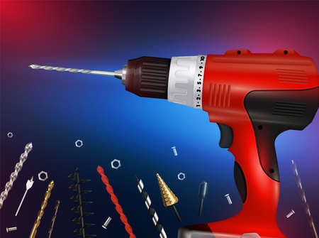 Drilling Machine Realistic Gradient Backgroundのイラスト素材