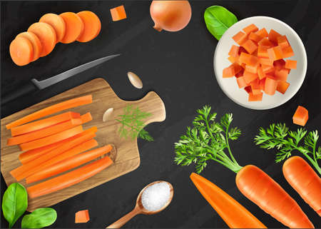 Realistic Carrot Chalkboard Compositionのイラスト素材