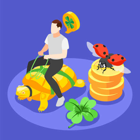 Lucky Symbols Colored Backgroundのイラスト素材