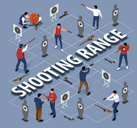 Isometric Shooting Range Flowchartのイラスト素材