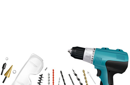 Drilling Machine Realistic Compositionのイラスト素材