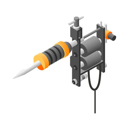 Tattoo Machine Isometric Compositionのイラスト素材