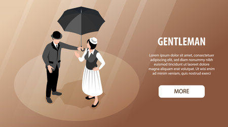 Gentleman Isometric Horizontal Bannerのイラスト素材