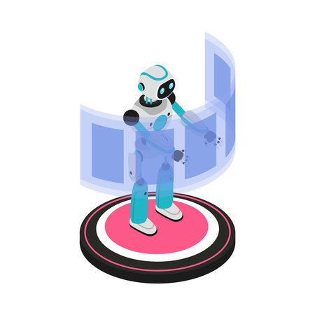 Robot Holographic Platform Compositionのイラスト素材