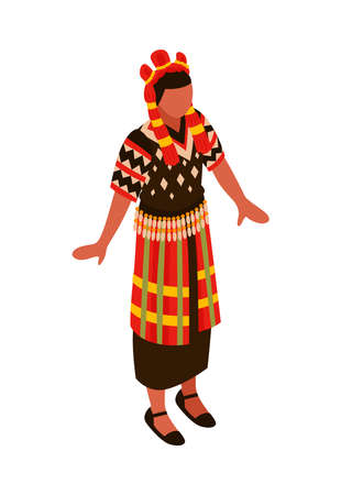 Phillipine Woman Isometric Compositionのイラスト素材