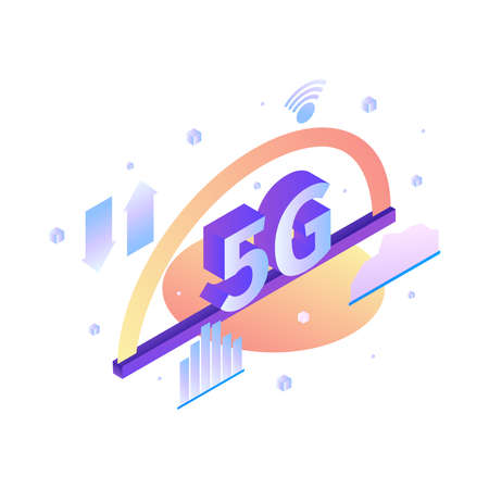 5G Technology Isometric Compositionのイラスト素材