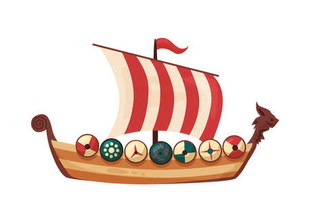 Vikings Boat Vessel Compositionのイラスト素材