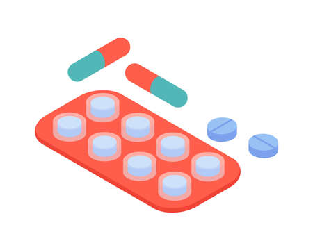 Gynecologic Pills Isometric Compositionのイラスト素材